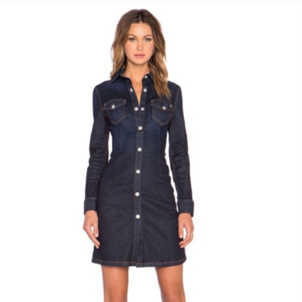 AG x Alexa Chung Pixie jean denim mini Dress in Lone Star M